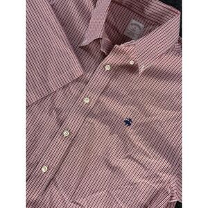 VTG Brooks Brothers 346 Shirt Mens M Red White Check Short Sleeve